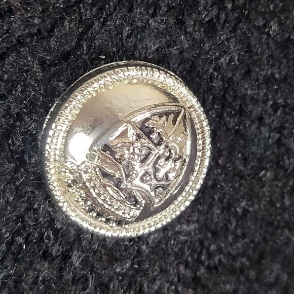 Irish Dunnes Stores Black Poncho with Silver Crest Buttons - Picture 5 of 7